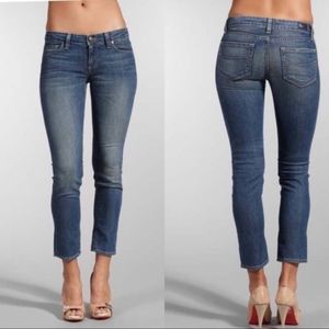 PAIGE JEANS Roxbury cropped medium wash, EUC, 27